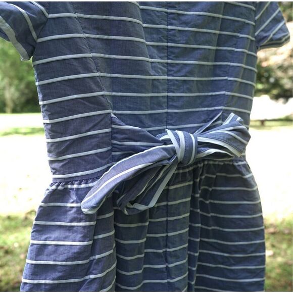 Brooks Brothers Blue Striped Cotton Dobby Dress - Picture 7 of 9